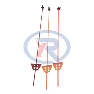 Poteau en acier à ressort de 110 cm, recouvert de rouge, avec isolateur supérieur en plastique / Poteau en acier à ressort galvanisé pour clôture électrique - Product Image 3