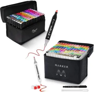 120 Colors White or Black Dual Tip Alcohol Based Markers Set for Kids Adult Coloring