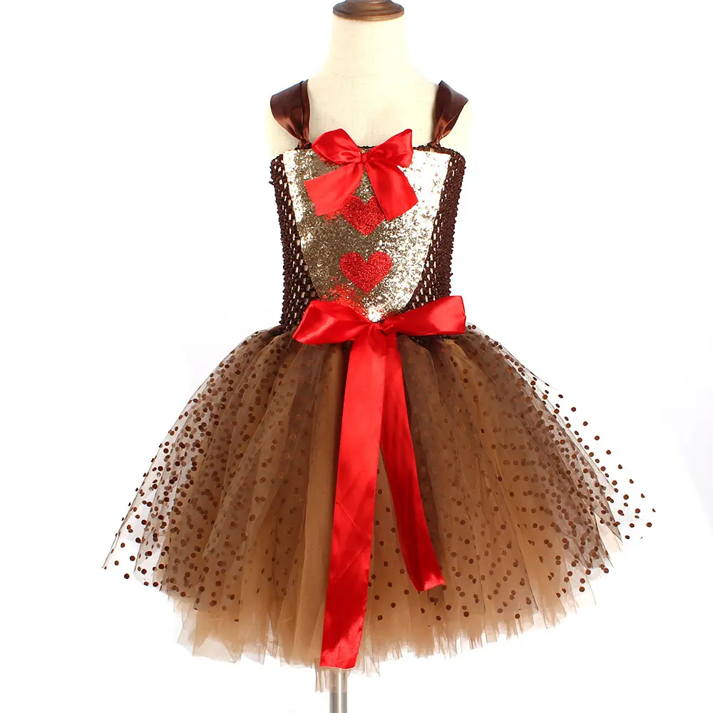 2023 New Year Fashion Cute Sweet Girl Christmas Dress Shiny Princess Dress For Girl