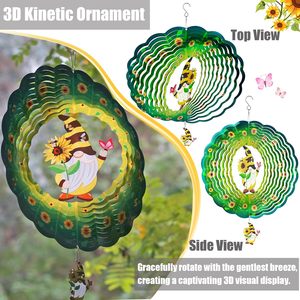 EnchGarden Molinillos de Viento Cinéticos de Acero Inoxidable 3D de 12 Pulgadas y 0.5mm de Grosor con Diseño de Gnomo Girasol para Jardín - Product Image 3