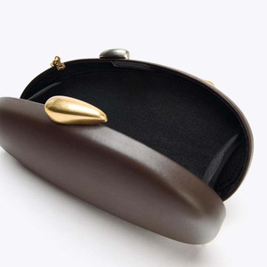 Green Acrylic Fashion Clutch Bag Solid Marble Texture Dual-Tone Clip Closure <b>Chain</b> Strap Portable 1-1.9L Capacity for Evening - Product Image 5