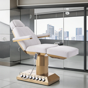 Nouvelle Arrivée - Lit de Soin Esthétique Électrique à 4 Moteurs avec Base Dorée, Revêtement en Similicuir, Cadre Métallique Durable, Style Moderne, Idéal Hôpital - Product Image 1