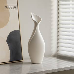 <span class=keywords><strong>Vase</strong></span> en céramique et <span class=keywords><strong>porcelaine</strong></span> Merlin Living pour la décoration de la maison, <span class=keywords><strong>vase</strong></span> blanc mat, décoration, usine de céramique de Chaozhou, vente en gros - Product Image 2
