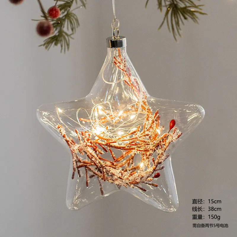 Wholesale Personalized 8cm Decorative Hanging Ornaments Clear Golden Luxury Christmas glass Balls And Stars