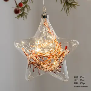 Groothandel Gepersonaliseerde 8Cm Decoratieve Hangende Ornamenten Clear Golden Luxe Kerst Glazen Ballen En Sterren