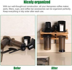 Organizador de Estación de Café de Bambú con 7 Compartimentos, Dispensador de Café, Organizador de Café y Té - Product Image 5