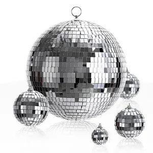 K & B Nieuwe Aankomst Hangende Rgb Dj Party Licht Kristallen Magische Bal Discolampen Zilver Glas Disco Ballen Kerstdecor