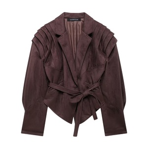 Nouvelle veste en daim imitation à épaulettes et ceinture pour femmes, mode de rue automne-hiver - Product Image 3