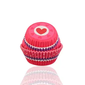 Molde de vela de taza de pastel de papel de diseño de San Valentín simple de moda personalizada de alta calidad para supermercado