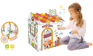 Juguete Educativo de Dibujo, Casa de Juegos 3D de Cartón, Casa Creativa para Dibujar con Música y Luz para Niños - Product Image 2