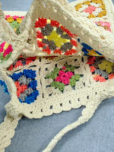 Sac à main en <span class=keywords><strong>crochet</strong></span> <span class=keywords><strong>granny</strong></span> square fait main en gros, sac fourre-tout coloré en patchwork pour femmes - Product Image 5