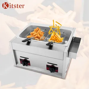 12L Gas Deep Fryer Fried Chicken French Fries Commercial Restaurant Tabletop Double Basket Lpg Gas Fryer