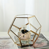 Vase de table mini en verre Art Déco, forme géométrique pentagonale, icosaèdre régulier, pour aquarium, jardin féerique extérieur, cadeau
