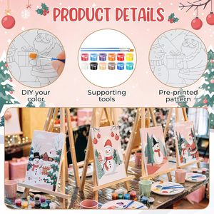 Kits <span class=keywords><strong>de</strong></span> panneaux <span class=keywords><strong>de</strong></span> peinture sur toile pré-<span class=keywords><strong>dessin</strong></span>és en coton, motif <span class=keywords><strong>bonhomme</strong></span> <span class=keywords><strong>de</strong></span> <span class=keywords><strong>neige</strong></span>, ambiance <span class=keywords><strong>de</strong></span> Noël, 8x10 pouces, en 10 pièces - Product Image 4