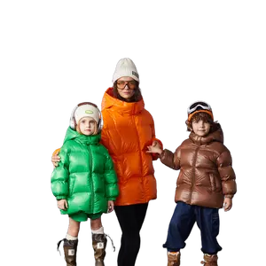 ملابس خارجية للأطفال والآباء سترة طويلة فاخرة عالية الجودة مع طاقية ملابس الشتاء للكبار والاطفال