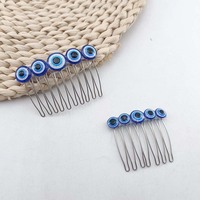 Pince à cheveux en acier inoxydable motif œil porte-bonheur, peigne à cheveux bleu, épingle à cheveux pour filles, accessoire pour tresses, coiffures quotidiennes, de fête ou décontractées