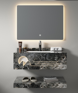 New Style Bathroom <strong>Vanity</strong> with <strong>Double</strong> Sinks and Mirror Wash <strong>Basin</strong> for Hotel - Product Image 3