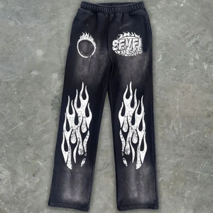 Individuelles Streetwear-Set für Herren mit Aufdruck, Acid-Washed Hoodie & Jogginghose mit Sun-Faded-Effekt, Vintage-Trainingsanzug für Männer - Product Image 3