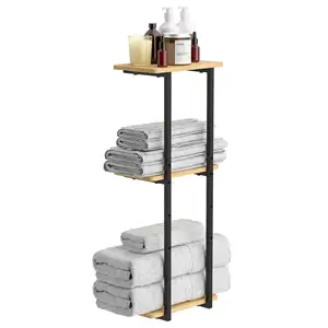 Wall Mount Bathroom Space Saving Organizer Counter top Storage Organizer Make up Stand Bathroom Towel Storage Rack