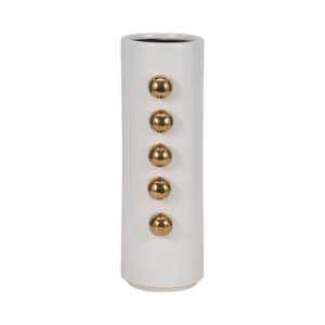 Vaso cilindrico in ceramica con pomelli dorati, decorazione moderna per soggiorno, camera da letto, ufficio - Product Image 4