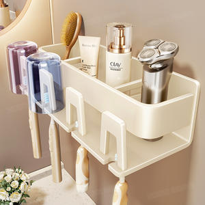 Support mural pour brosses à dents, support de rangement rectangulaire durable sans perçage pour utilisation à la maison sur l'évier - Product Image 2