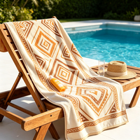 Large 100% Cotton Jacquard Printed Luxury Quick-Dry Eco-Friendly Beach Towel Custom Logo Soft Absorbent for Beach Travel