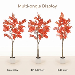 Albero di Pera Gialla Artificiale 230cm in Vaso con Fogliame Rosso Naturale per Decorazione Interna Casa e Ufficio - Product Image 1