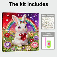 Kits de Peinture Diamant 5D DIY en Forme Spéciale Lapin de Pâques, Fleur et Arc-en-ciel, Art des Pierres Précieuses pour Adultes, Cadeau de Pâques Unique, Vente en Gros