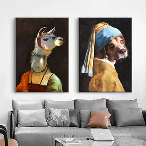 Inovação engraçada moderna de retrato clássico pintura a óleo Poster Wall Art Canvas Print Wall Decoration Hanging Artwork - Product Image 4