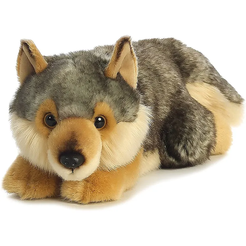 Lobo realista de pelúcia, animal de pelúcia grande wolf como presentes para venda