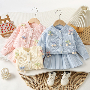 Nuovo Set Due Pezzi per Bambina 2026, Maglione Elegante con Fiocco, Maniche Lunghe, Tinta Unita, Abbigliamento Dolce per Bambine - Product Image 3