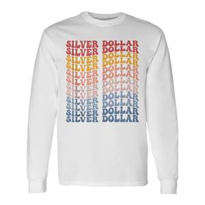 T-shirt a maniche lunghe Silver Dollar Groovy Retro, taglia unisex per adulti - Product Image 1