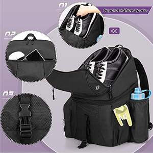 Bowling Backpack Bowling Ball Bag With Wooden Ball <b>Holder</b> and <b>Shoe</b> Compartment Hold a Pair of <b>Shoes</b> US Mens 16 Multi-Pockets Bag - Product Image 3