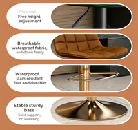 Tabouret de bar moderne en velours tufté rouge bordeaux, hauteur réglable, chaise de comptoir de cuisine, pieds en métal, pour la maison, le café ou le restaurant, idéal pour les bars domestiques