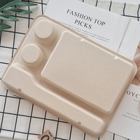 Trendz vente en gros biodégradable divisé 4 compartiments plateau alimentaire assiette jetable 100% compostable canne à sucre Bagasee boîte à lunch