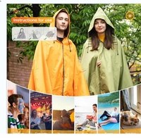 Poncho de pluie imperméable en EVA de couleur unie |   Imperméable à capuche unisexe réutilisable pour moto, vélo, camping en plein air, randonnée