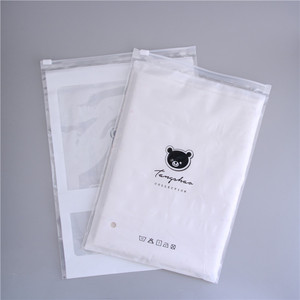 Factory PE transparent frosted zipper bag clothing self sealing bag plastic zipper bag