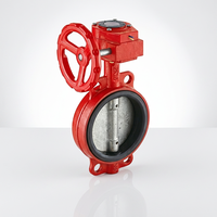 Vanne papillon ZSXZF-Q DN150 PN16 à disque en fonte ductile et acier inoxydable, siège EPDM, signalisation incendie rouge