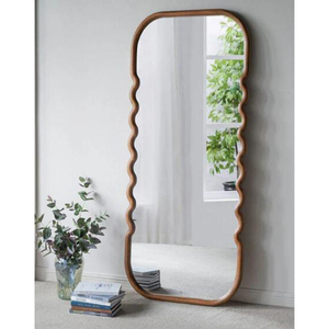 Nouveau Design 2025 Mur Plancher Ondulé Forme <span class=keywords><strong>Miroir</strong></span> Cadre En Bois Massif <span class=keywords><strong>pour</strong></span> Salon <span class=keywords><strong>Couloir</strong></span> Moderne <span class=keywords><strong>Grand</strong></span> Corps Longueur <span class=keywords><strong>Miroir</strong></span> - Product Image 1