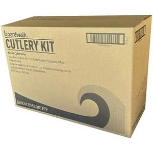 Kit de Cubiertos Desechables de Polipropileno Blanco de Peso Medio, Cuatro Piezas, Cuchillo, Servilleta/Cuchara, 250 Unidades/Caja para Hoteles - Product Image 3