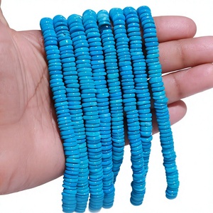 Perles de Turquoise Naturelle Heishi en Forme de Pneu 6-7mm, Perles Lisses en Turquoise en Forme de Roue, Prix de Gros, Fil de Perles de Pierres Précieuses en Vrac 16 Pouces - Product Image 1