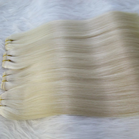 Extensiones de Cabello Humano Virgen Ruso, Color Rubio Claro 60A, 14A SDD, Cutícula Alineada, Cabello Virgen Humano Sedoso