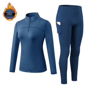 Completo Sportivo da Donna Autunno-Inverno, Traspirante con Fodera <span class=keywords><strong>in</strong></span> <span class=keywords><strong>Pile</strong></span>, Mezza Zip, Abbigliamento Fitness, Pantaloni a Vita Alta Aderenti, Set Due Pezzi - Product Image 4
