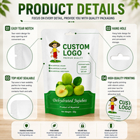 Herbruikbare plastic stand-up zip pouch, voedselveilig, vochtbestendig, voor jujubes, gedroogde groene dadels en gedroogd fruit.