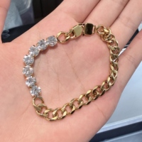 Ensemble de bijoux personnalisé tendance style Hip Hop en laiton plaqué or 18 carats avec zircon chaîne bracelet et collier pour femmes et hommes