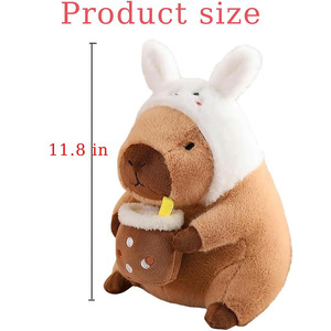 8662 OEM Personalizado, Peluche de Capibara de 12 Pulgadas con Gorro de Orejas de Conejo, Lindos Peluches de <span class=keywords><strong>Animales</strong></span> para Niños, Peluche de Capibara para Abrazar en Pascua - Product Image 2