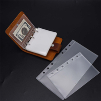 Pochette de classement A6A7A9 à feuilles mobiles, 6 trous, 1 pochette sans fermeture éclair, enveloppe fine en PP dépoli pour argent liquide, pochette de rangement pour dossiers