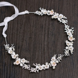 Silver Elegant Women's <strong>Bridal</strong> <strong>Hair</strong> <strong>Bands</strong> with Flower Crystal and Pearl Modern Birthday Prom Wedding Accessories - Product Image 2