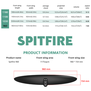 Aile hydrofoil AXIS Spitfire 960 Carbon pour sports nautiques, surf, SUP, hommes, niveau intermédiaire, utilisation en mer - Product Image 5