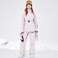 Veste de ski thermique tendance pour femme, personnalisable, avec ceinture ajustable, imperméable, pour station de ski, montagne, anorak pour femme